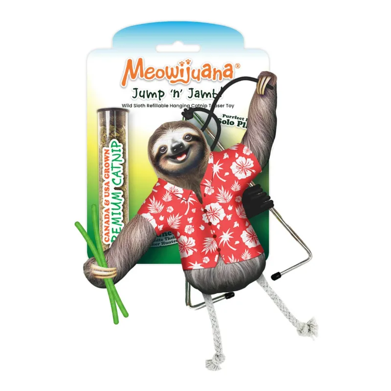 Jump 'n' Jamb Get Wild Sloth Refillable Catnip Cat Toy