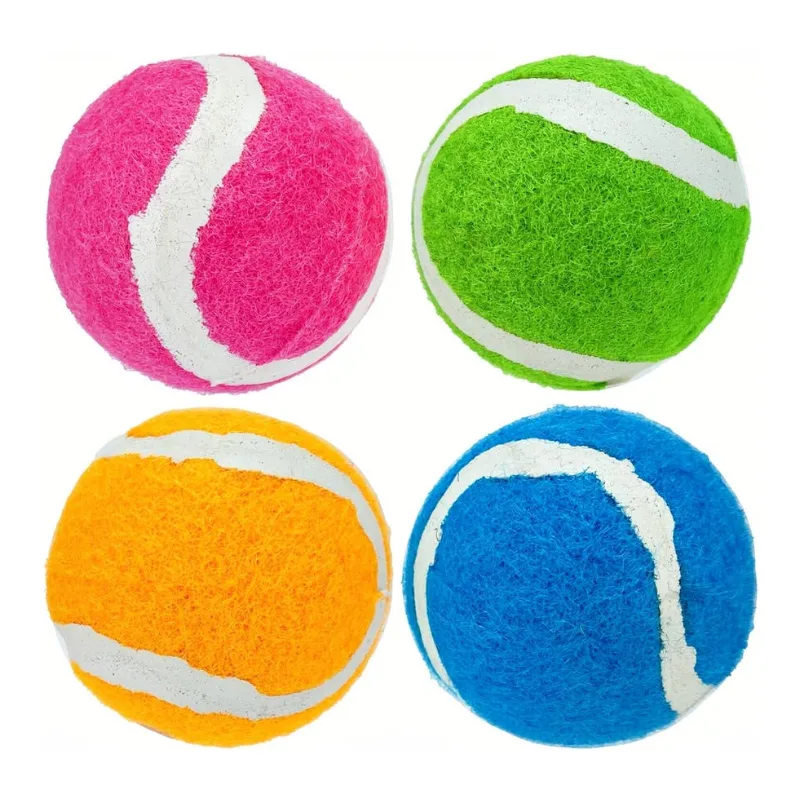 Multipet Minipet Squeaky Tennis Balls Dog Toy Asst. 4pk 2"