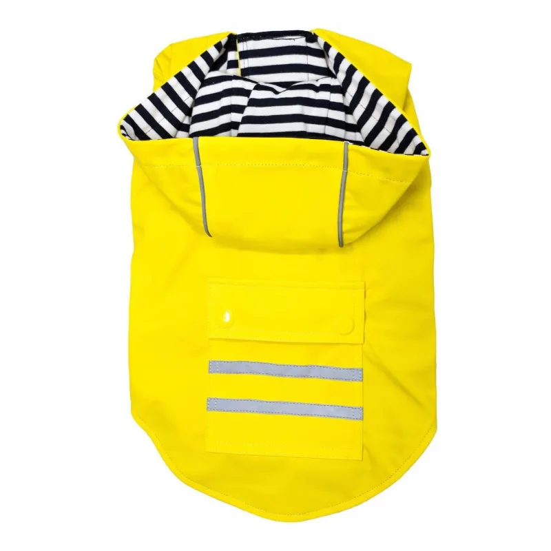 Slicker Raincoat with Striped Lining - Yellow