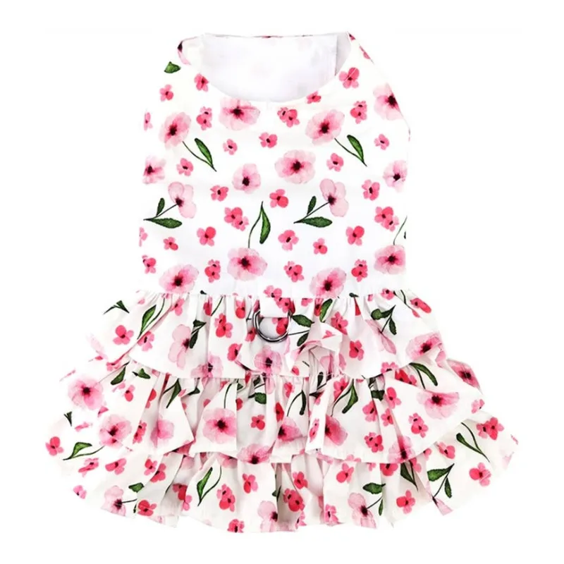 Spring Wildflower Dog Dress with Matching Leash