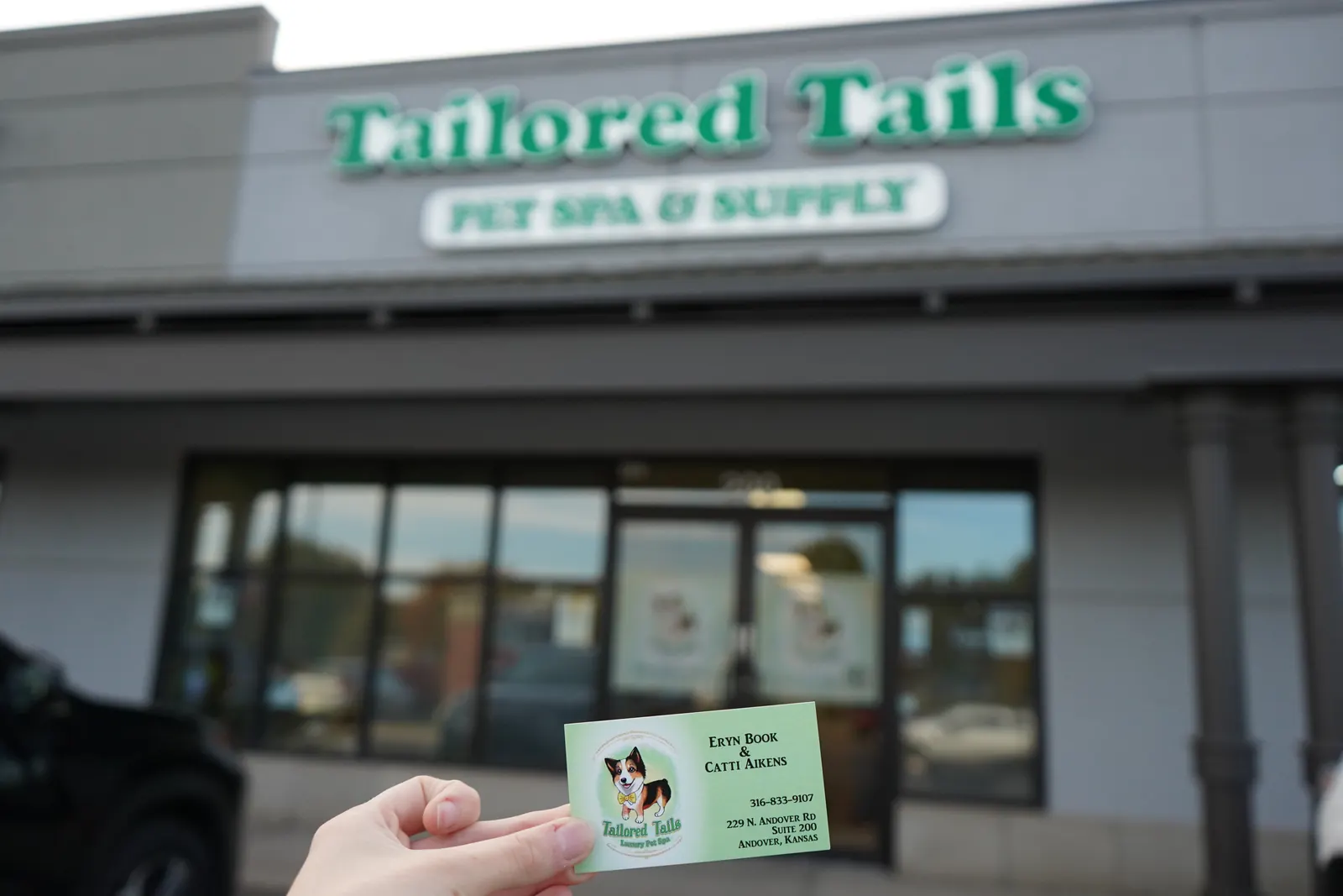 Tailored Tails Pet Spa & Supply storefront on Andover Road
